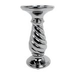 Portavela Plateado Alto De Diseño Torneado Fino