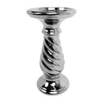 Portavela Plateado Alto De Diseño Torneado Fino