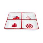 Bandeja para Botanas Navideña de 4 Divisiones