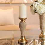 Portavela Dorado Texturizado De Estilo Elegante