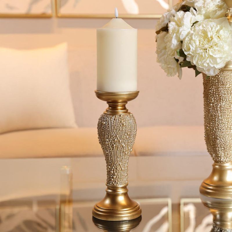 Portavela Dorado Texturizado De Estilo Elegante