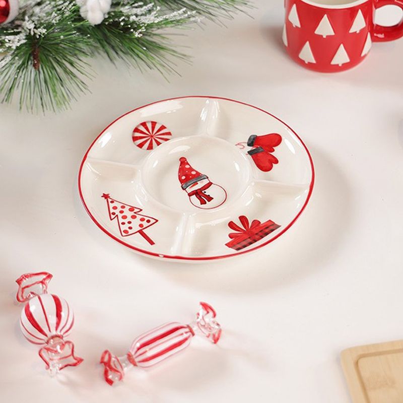 Bandeja para Botanas Navideña de 5 Divisiones Diseño Muñeco de Nieve