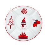 Bandeja para Botanas Navideña de 5 Divisiones Diseño Muñeco de Nieve