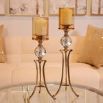 Portavela Dorado Con Esfera Y Patas Altas