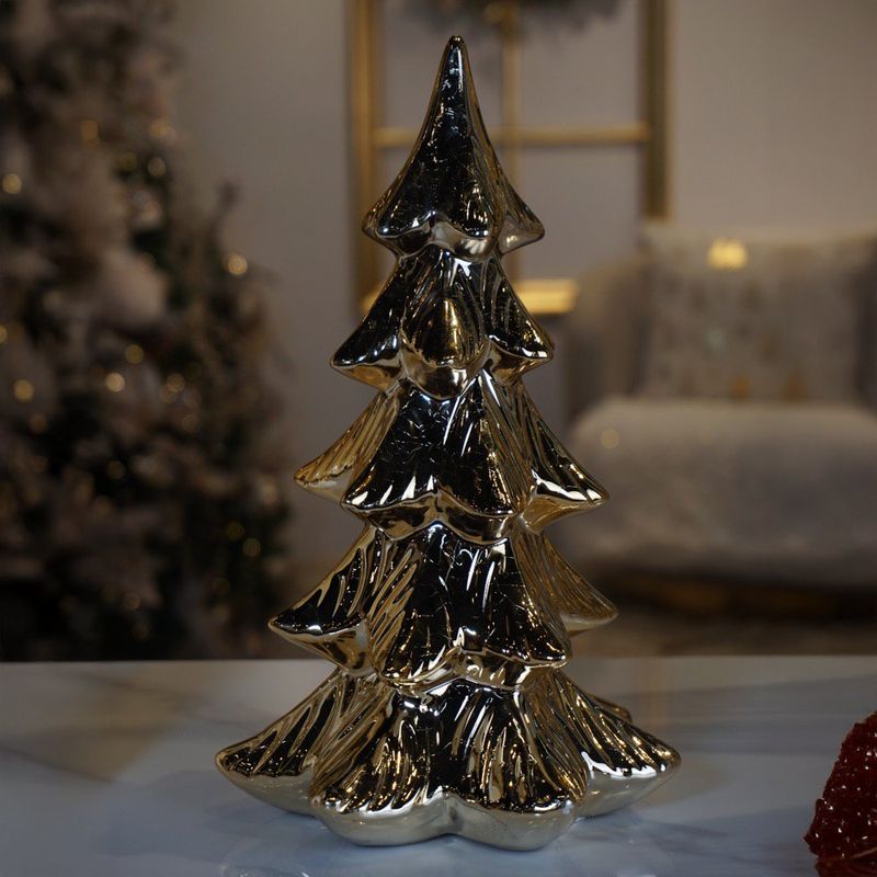 Árbol Decorativo Compacto con Diseño Dorado