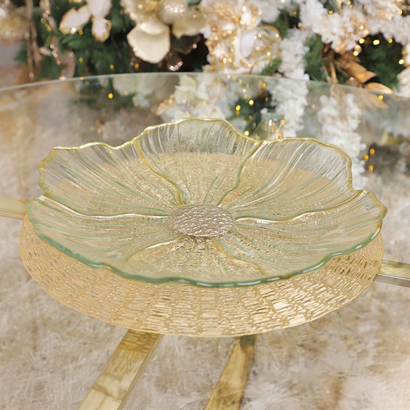 Plato Decorativo Redondo con Diseño Flor Blanca