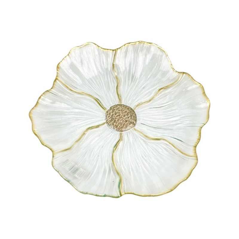 Plato Decorativo Redondo con Diseño Flor Blanca