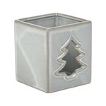 Portavela Blanco Con Forma Cuadrada y Diseño de Árbol