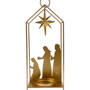 Portavela Dorado con Reyes Magos en Relieve