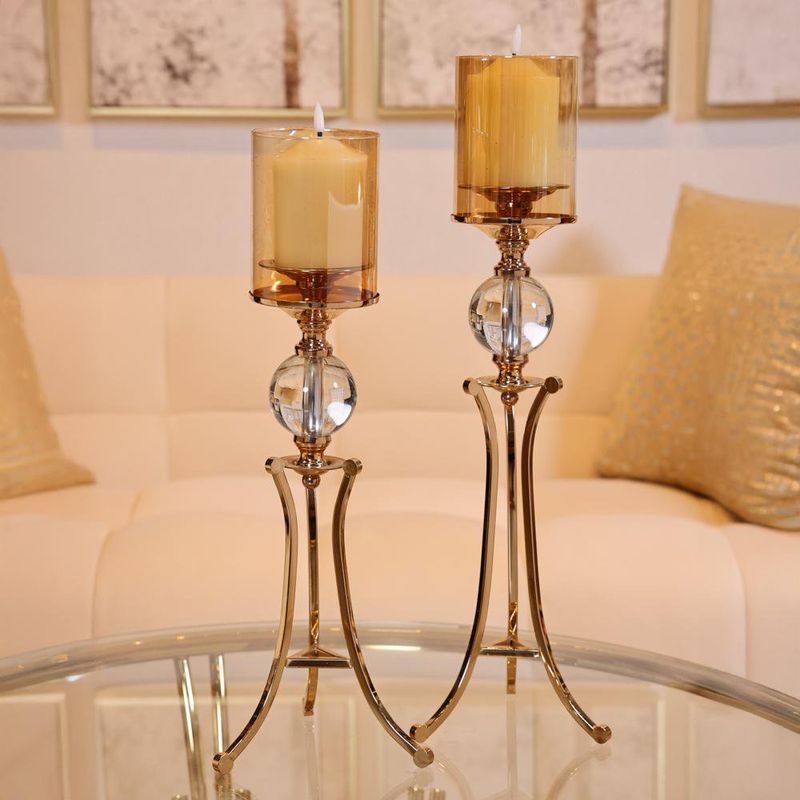 Portavela Decorativo Con Altura Y Detalle Esférico