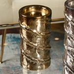 Portavela Cilíndrico Dorado Con Relieve Espiral