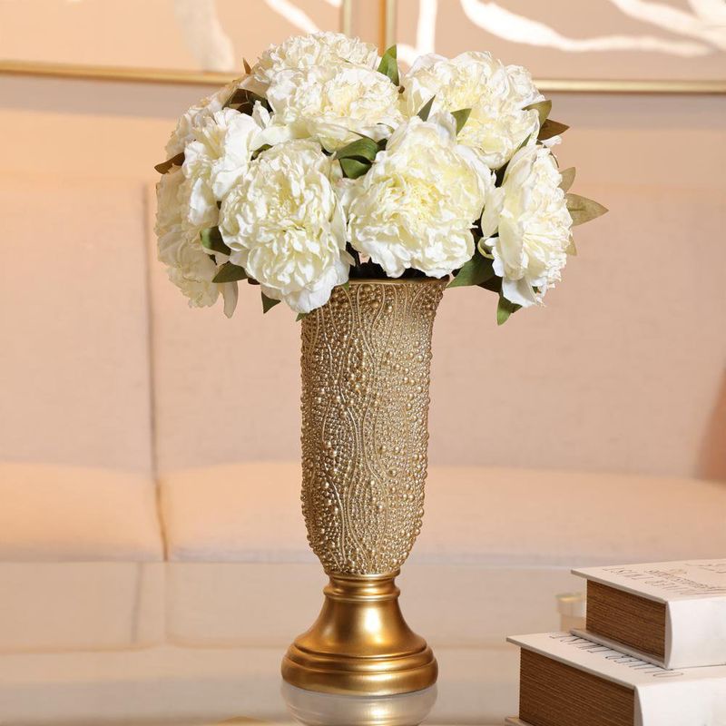 Florero Copa Larga Dorado con Textura