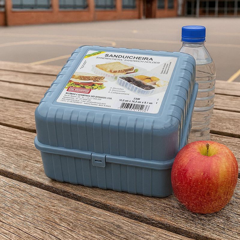 Contenedor de Alimentos Azul Glitter con Divisiones