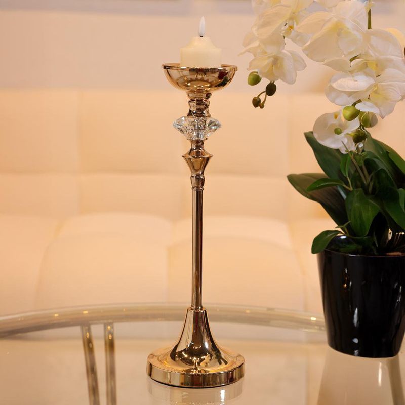 Portavela Dorado Estilizado Con Detalle Central