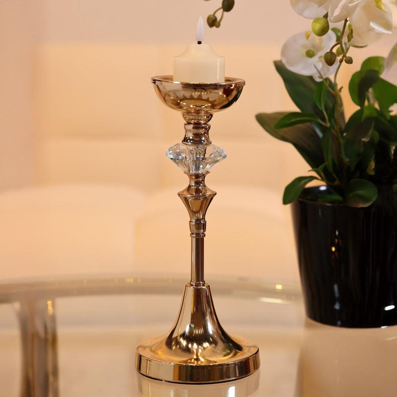 Portavela Elegante Dorado Con Acabado Elegante