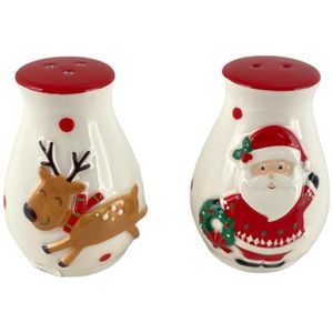 Salero y Pimentero Navideño con Diseño Santa y Reno