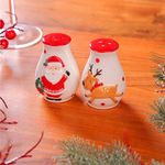 Salero y Pimentero Navideño con Diseño Santa y Reno