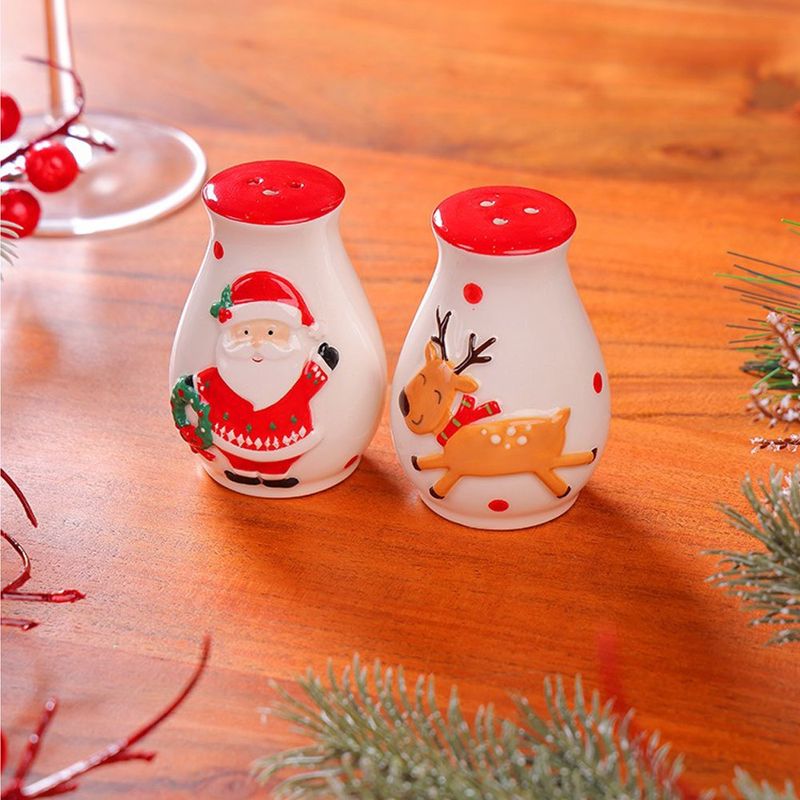 Salero y Pimentero Navideño con Diseño Santa y Reno