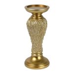 Portavela Decorativo Dorado Con Cuerpo Texturizado