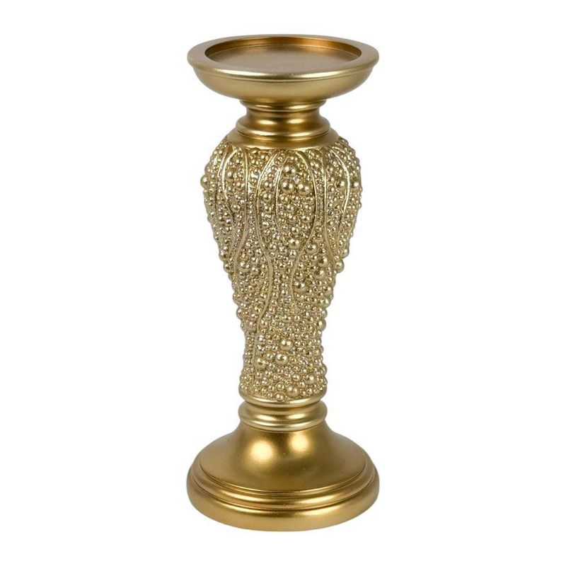 Portavela Decorativo Dorado Con Cuerpo Texturizado