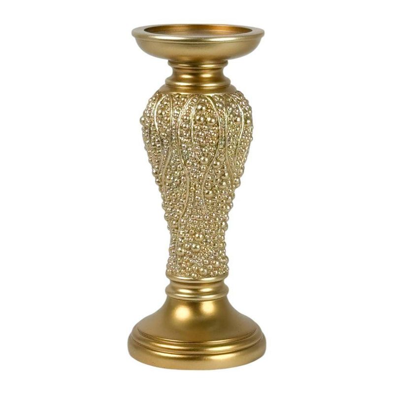 Portavela Decorativo Dorado Con Cuerpo Texturizado