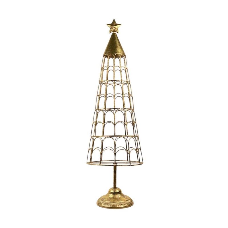 Árbol Decorativo de Mesa con Estilo Dorado