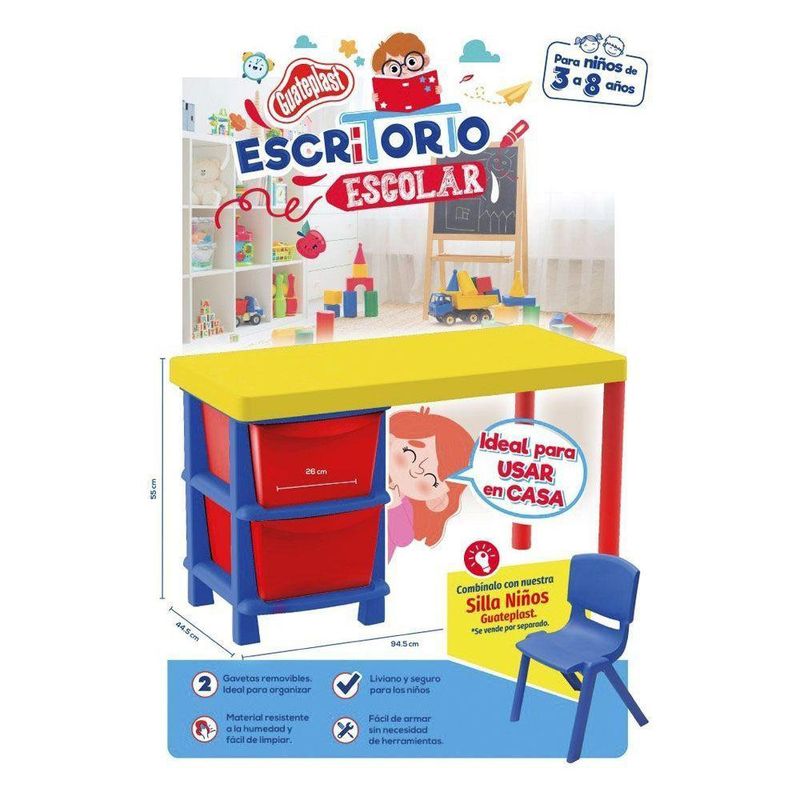 Escritorio Infantil Amarillo de 2 Gavetas