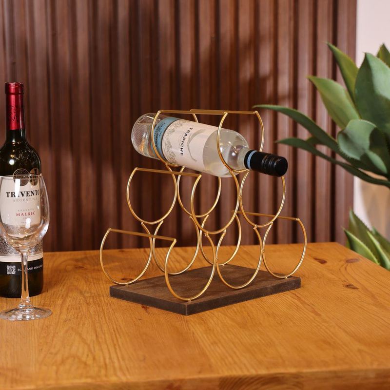 Portabotellas de Vino Dorado para 6 Espacios