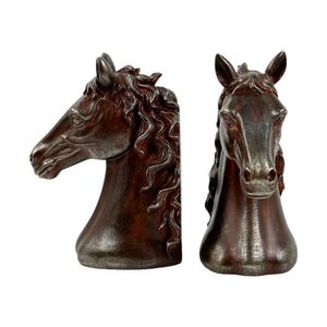 Soporte para Libros con Caballos Café 2 Piezas
