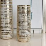 Florero Cilíndrico Dorado y Blanco Pequeño