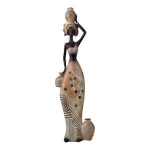 Figura Africana Decorativa Mujer con Jarrones
