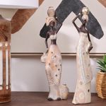 Figura Africana Decorativa Mujer con Jarrones