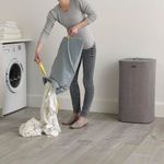 Cesto para Ropa Sucia con 2 Compartimentos 60 L Gris