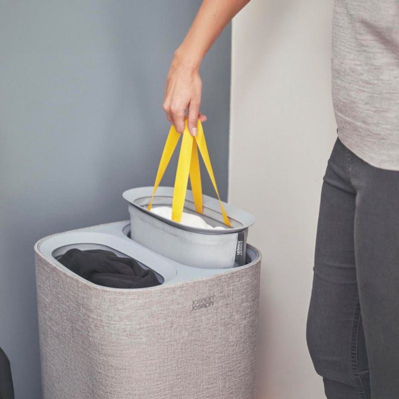 Cesto para Ropa Sucia con 2 Compartimentos 60 L Gris