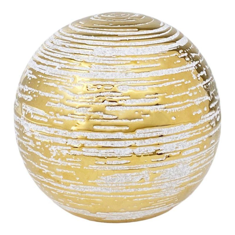 Esfera Decorativa Dorada y Blanca Mediana