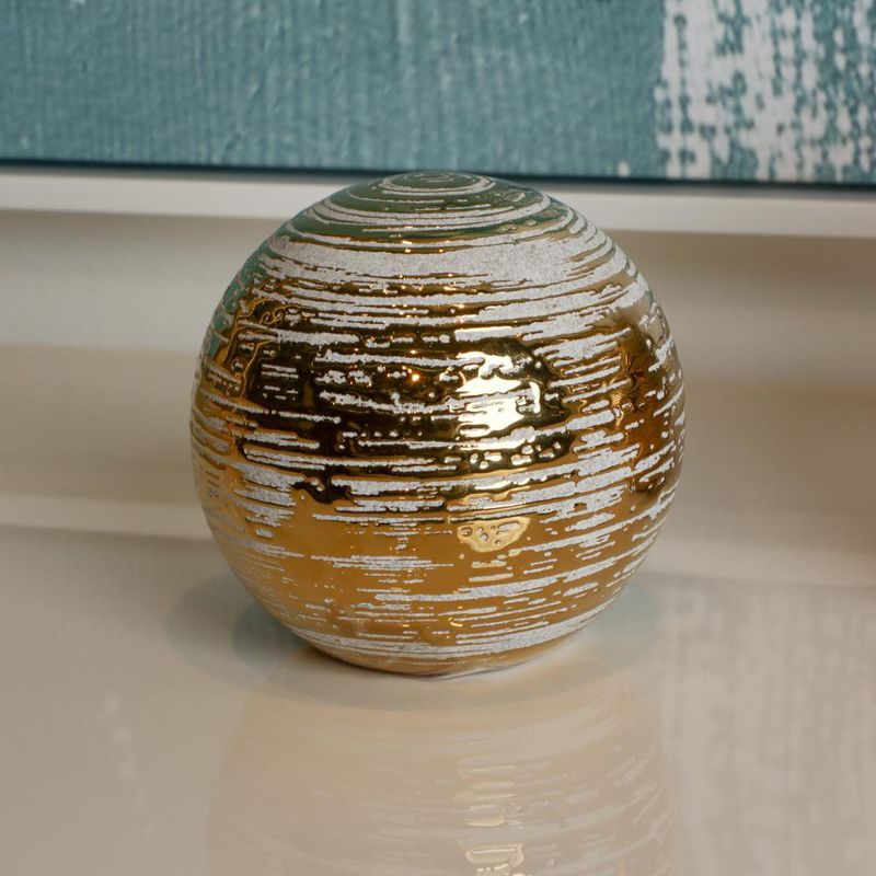Esfera Decorativa Dorada y Blanca Mediana