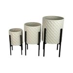 Set de Maceteros Blancos con Patas Negras 3 Piezas