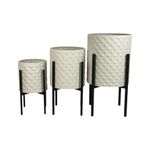 Set de Maceteros Blancos con Patas Negras 3 Piezas