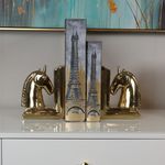 Set de Soportes para Libro de Cerámica con Caballos Dorados