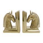 Set de Soportes para Libro de Cerámica con Caballos Dorados