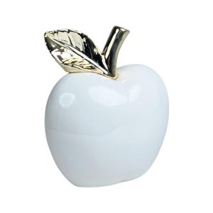 Manzana Decorativa Blanca con Tallo Plateado