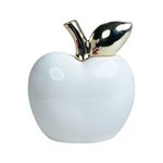 Manzana Decorativa Blanca con Tallo Plateado