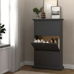 Zapatera Monet con 3 Compartimentos de MDF Color Gris Oscuro