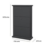 Zapatera Monet con 3 Compartimentos de MDF Color Gris Oscuro