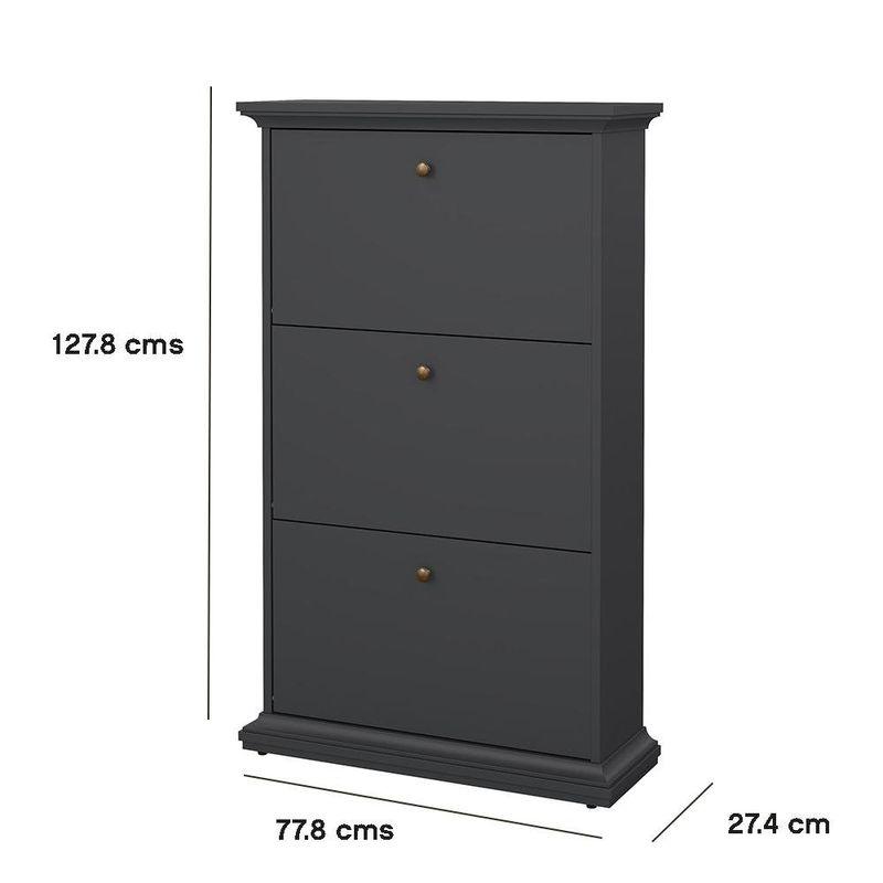 Zapatera Monet con 3 Compartimentos de MDF Color Gris Oscuro