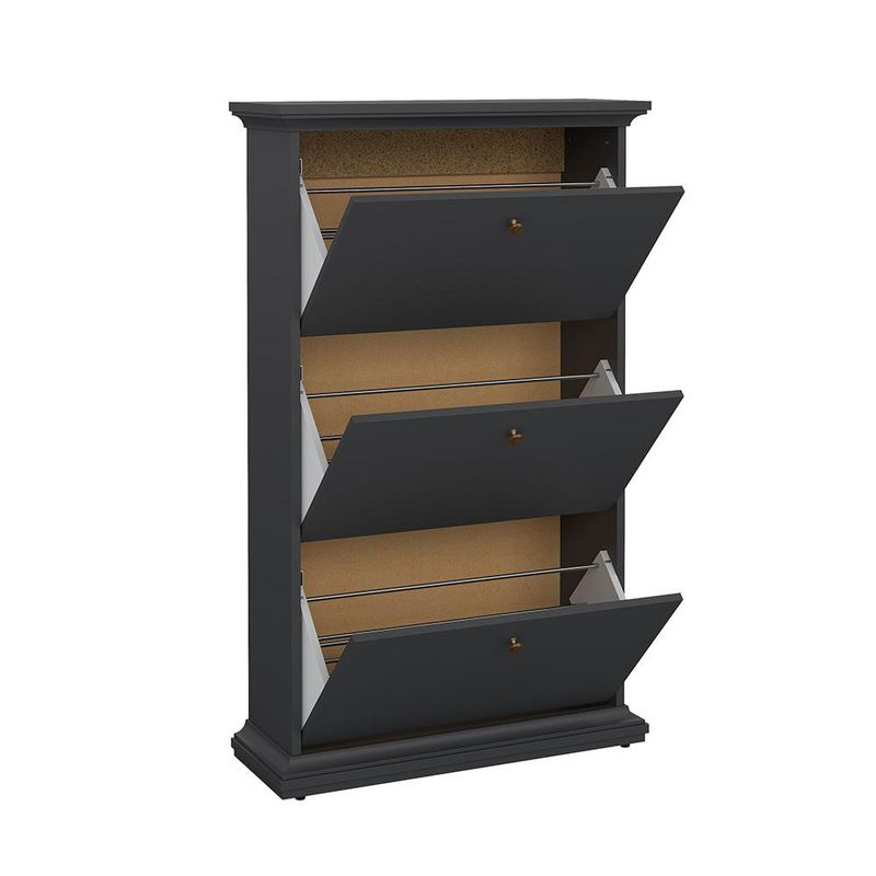 Zapatera Monet con 3 Compartimentos de MDF Color Gris Oscuro