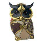 Búho Decorativo Grande en Negro y Dorado