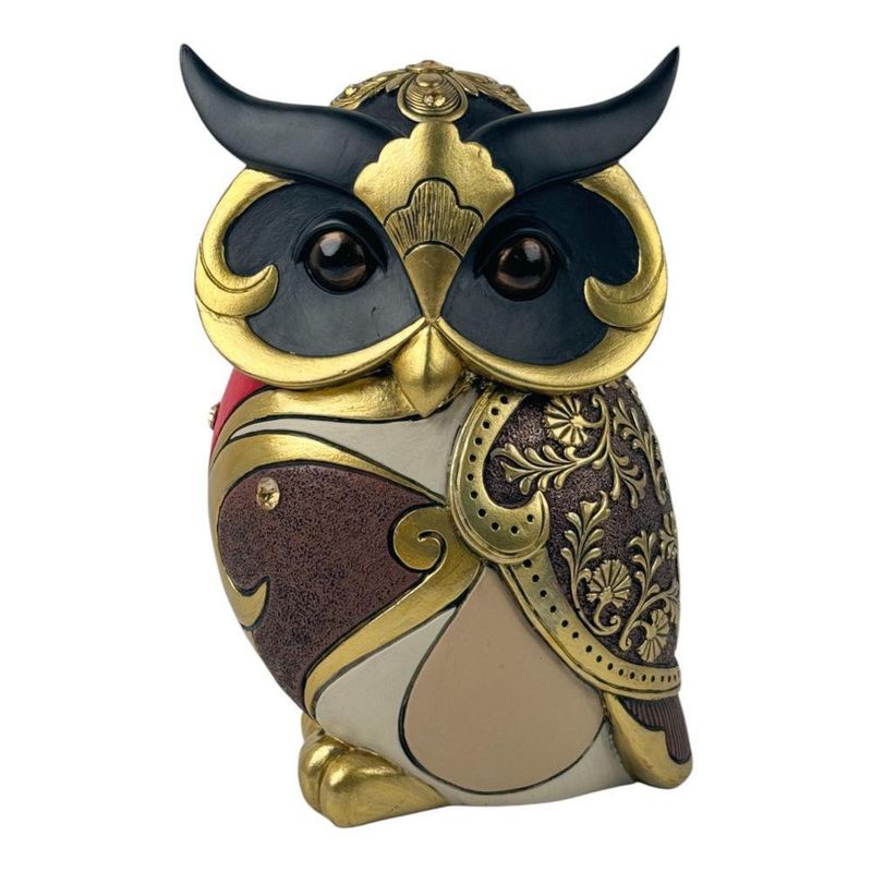 Búho Decorativo Grande en Negro y Dorado