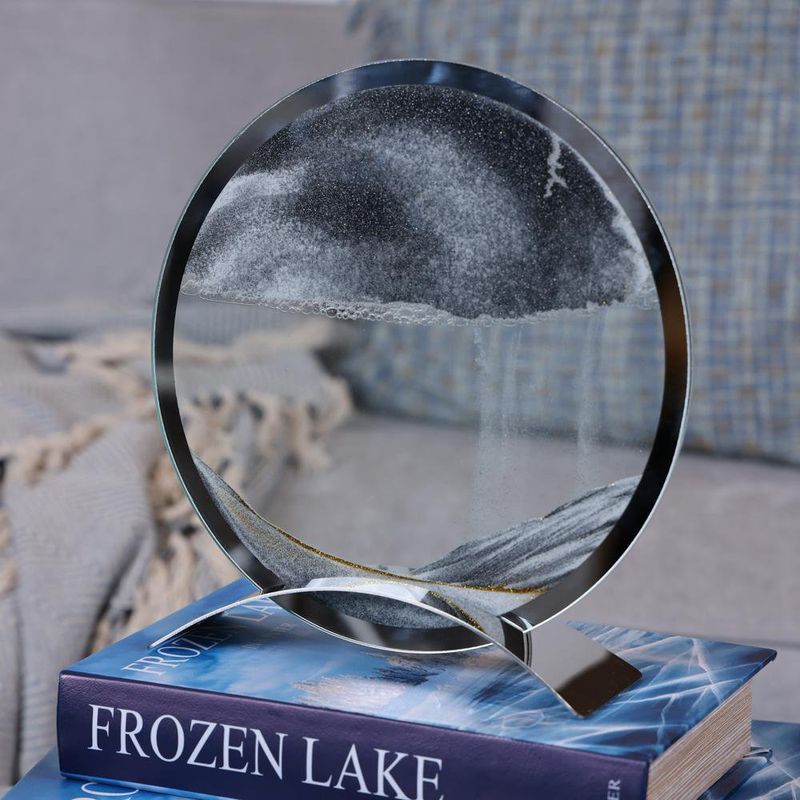 Reloj Plateado de Arena Decorativo Circular