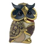 Búho Decorativo Pequeño en Negro y Dorado
